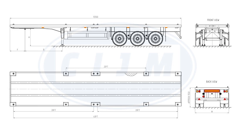 3 axle 40ft flatbed trailer