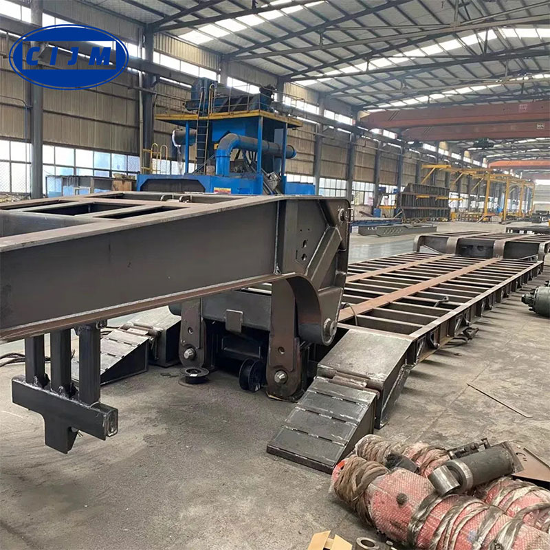 Gooseneck Lowbed Semi-Trailer in factory workshop