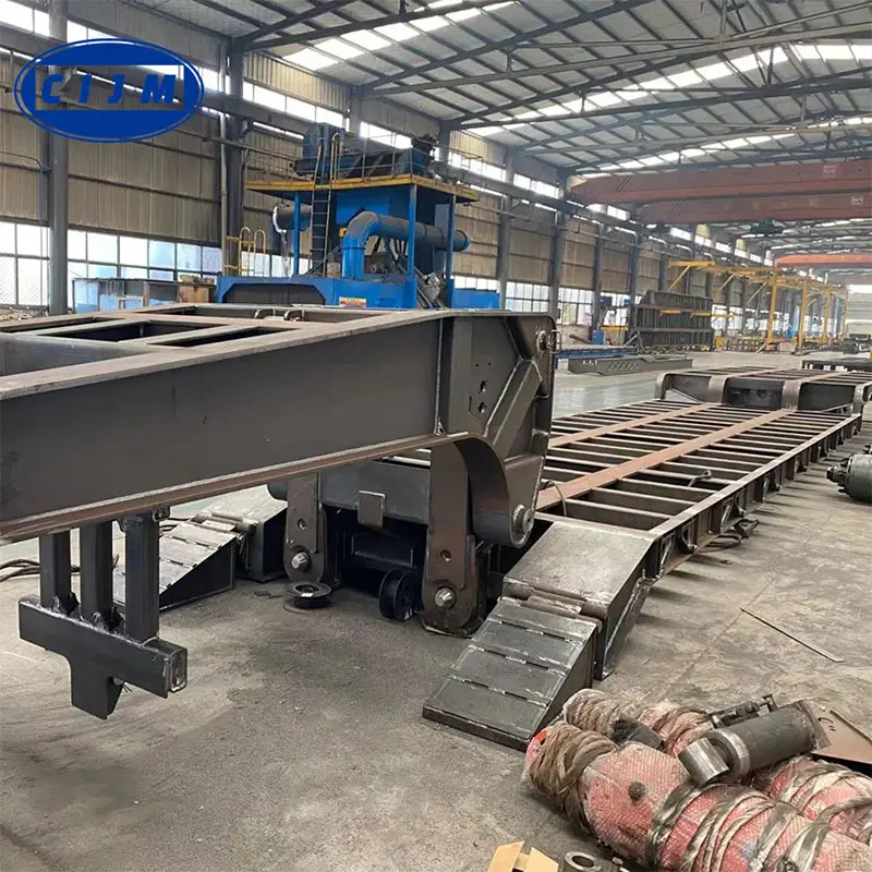 Gooseneck Lowbed Semi-Trailer in factory workshop