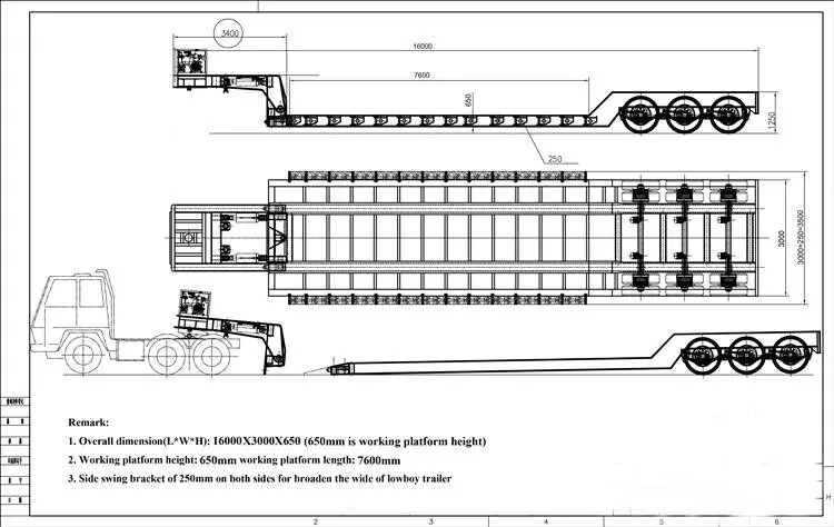 Gooseneck low bed semi-trailer