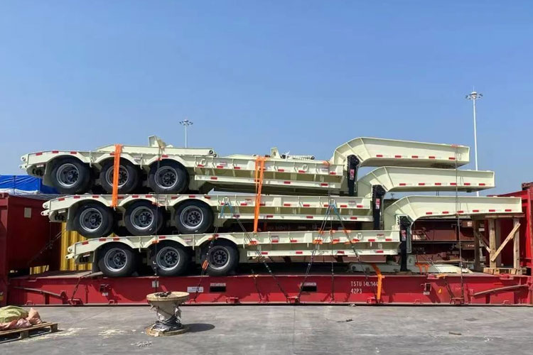 Remorque surbaissée à col de cygne amovible à 3 essieux 